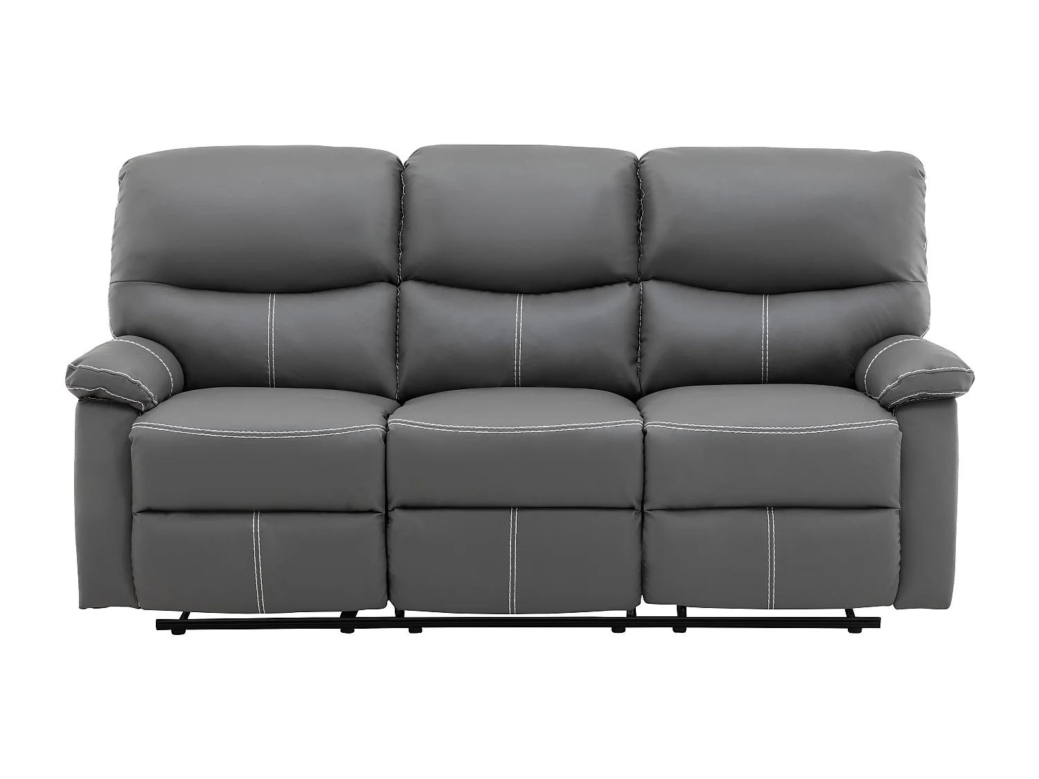 Relaxsofa 3-Sitzer - Kunstleder - Grau - CANBY