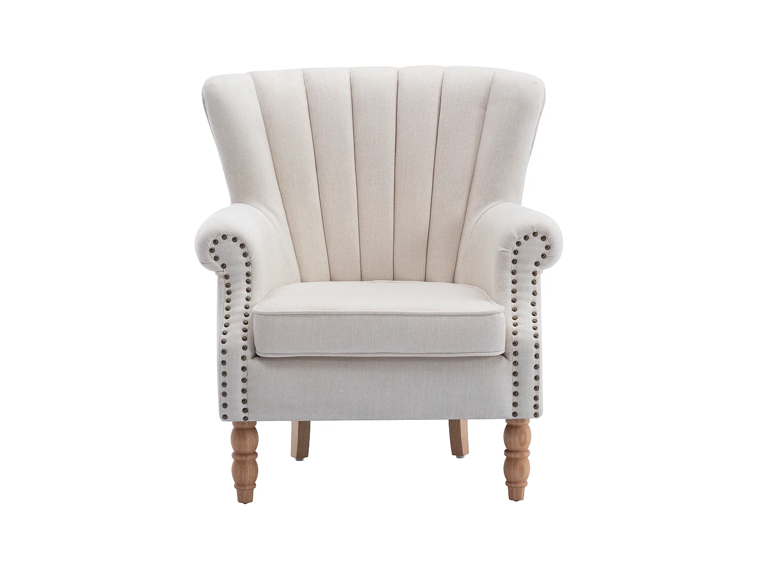 Poltrona Finitura con borchie in Tessuto Panna - BATOUMI