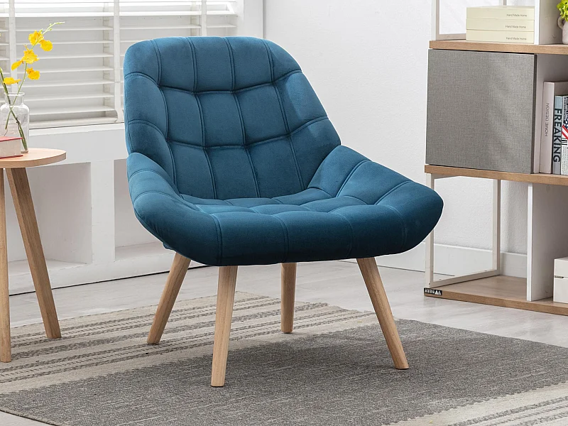 Fauteuil en velours bleu canard LUOSTO