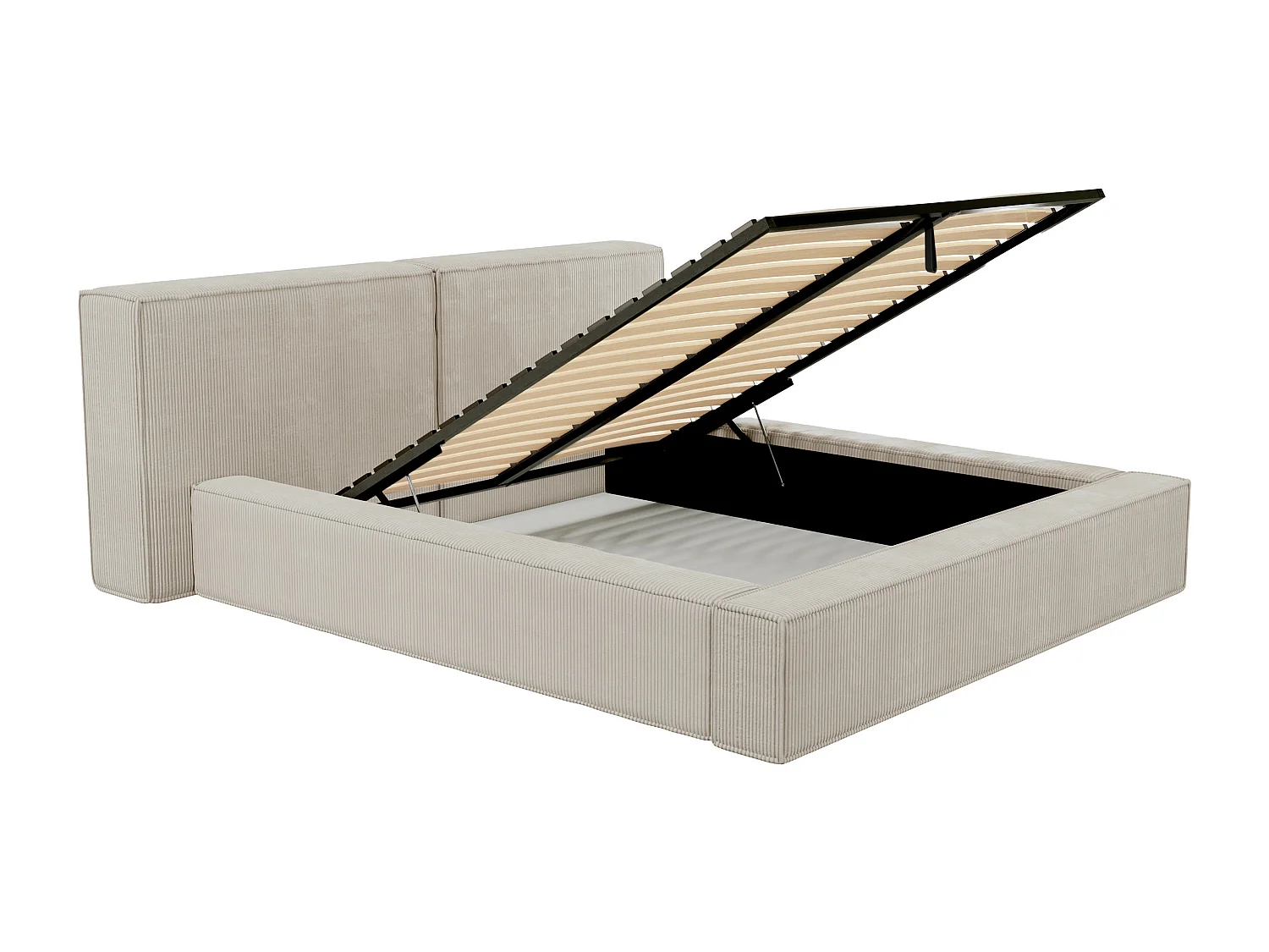 Bett mit Bettkasten - 160 x 200 cm - Cord - Beige - TIMANO von Pascal Morabito