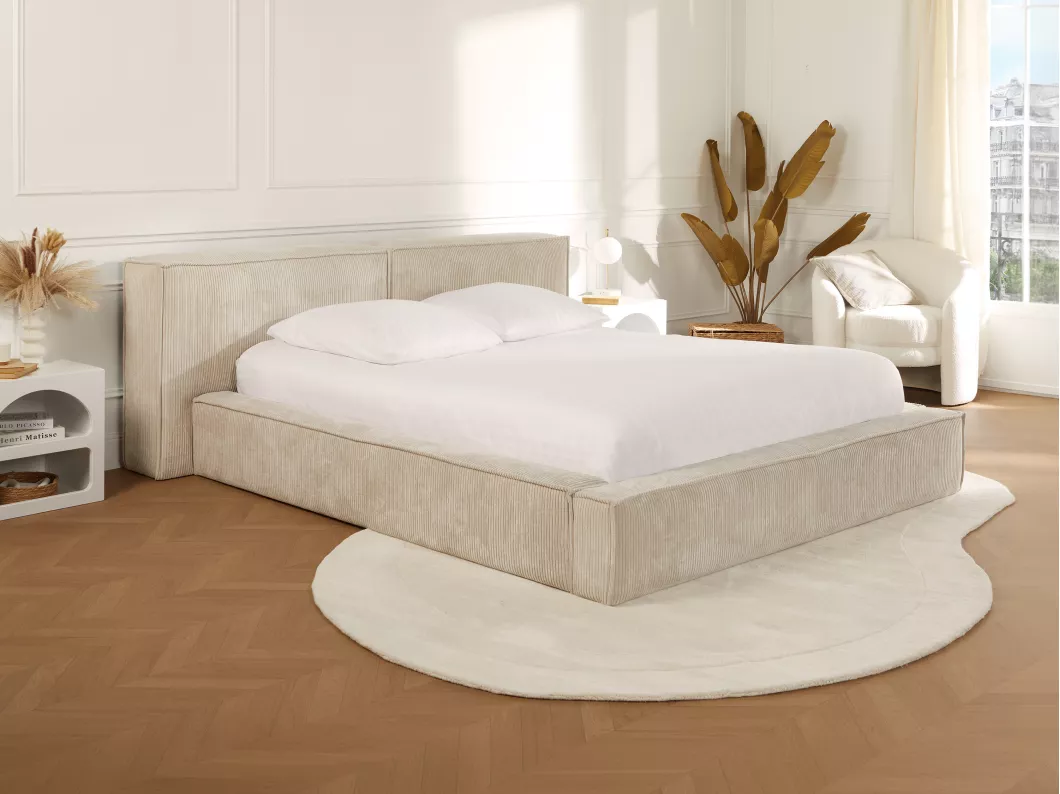 Kauf Unique Bett mit Bettkasten - 180 x 200 cm - Cord - Beige - TIMANO von Pascal Morabito