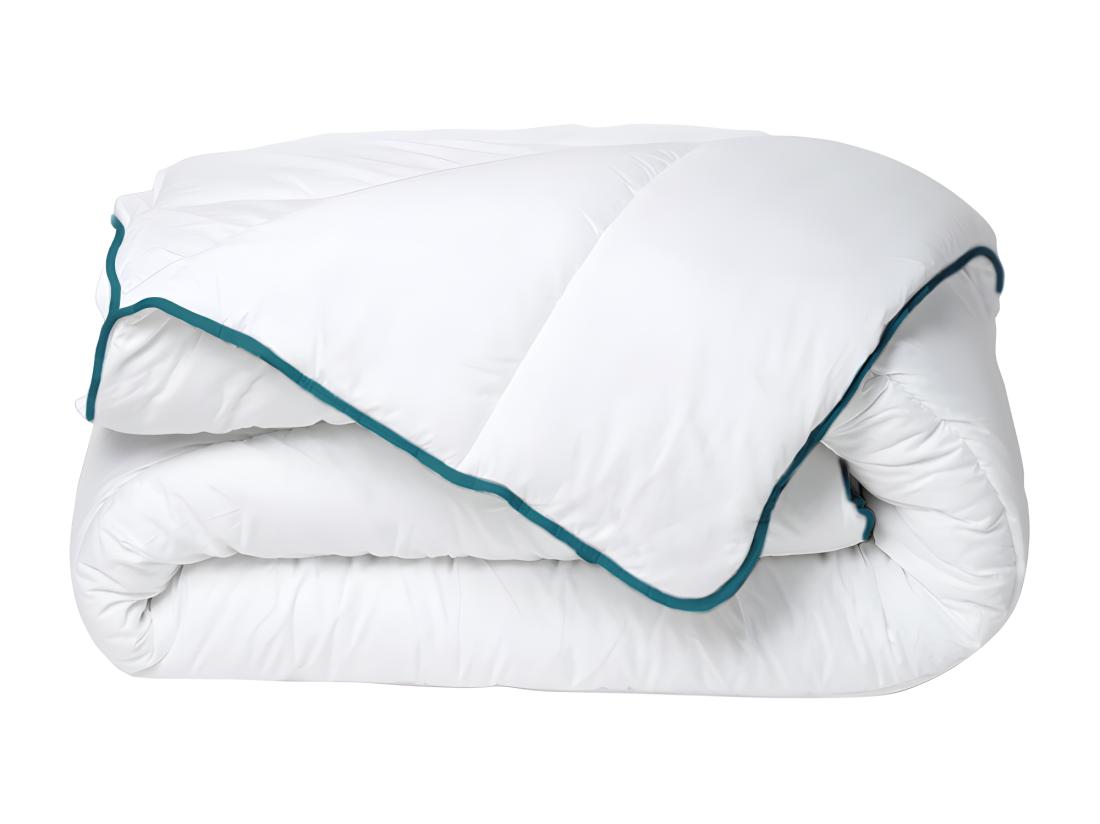vente unique Couette chaude recyclée de DREAMEA en microfibre - 140 x 200 cm - 350 gr/ m² - Biais bleu - ROSA