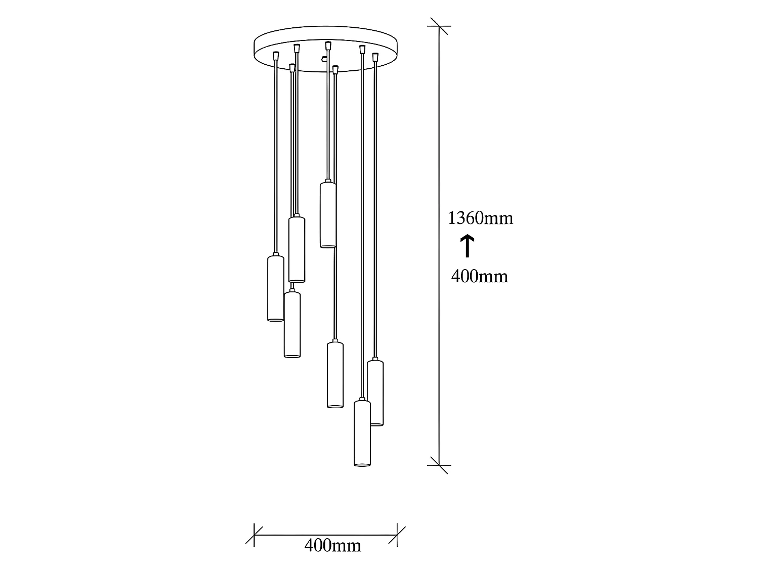 Candeeiro de teto estilo vintage de altura regulável em metal de A. 40-136 cm cor dourado - JOSETTE