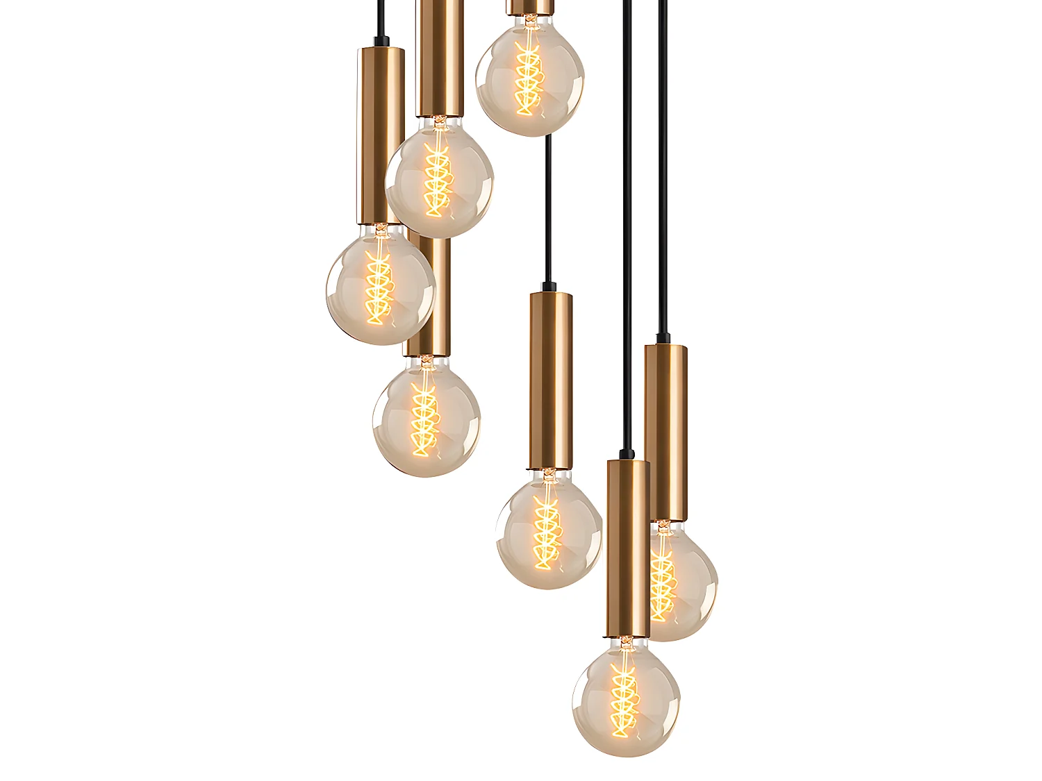 Candeeiro de teto estilo vintage de altura regulável em metal de A. 40-136 cm cor dourado - JOSETTE