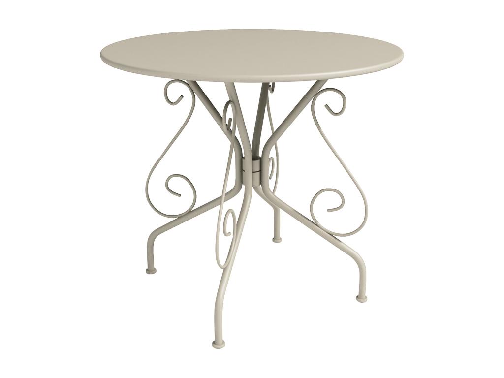 Table de jardin D.80 cm en métal façon fer forgé - Beige - GUERMANTES de MYLIA