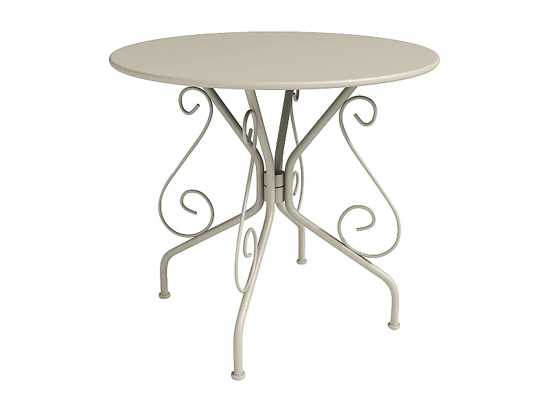 Table de jardin D.80 cm en métal façon fer forgé  - Beige - GUERMANTES de MYLIA