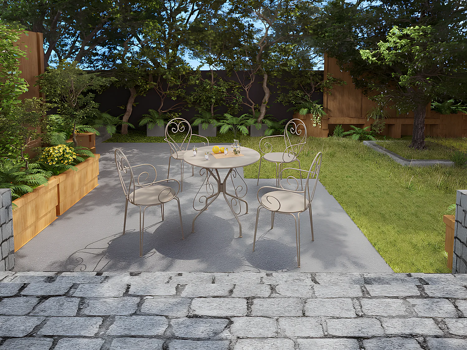 Gartentisch - Metall in Eisenoptik - Beige - GUERMANTES von MYLIA