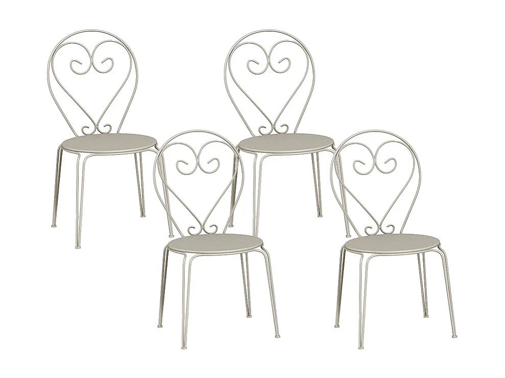 Sedia da giardino impilabile in Metallo Beige Stile ferro battuto - Lotto di 4 - GUERMANTES