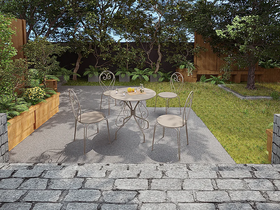 Sedia da giardino impilabile in Metallo Beige Stile ferro battuto - Lotto di 4 - GUERMANTES