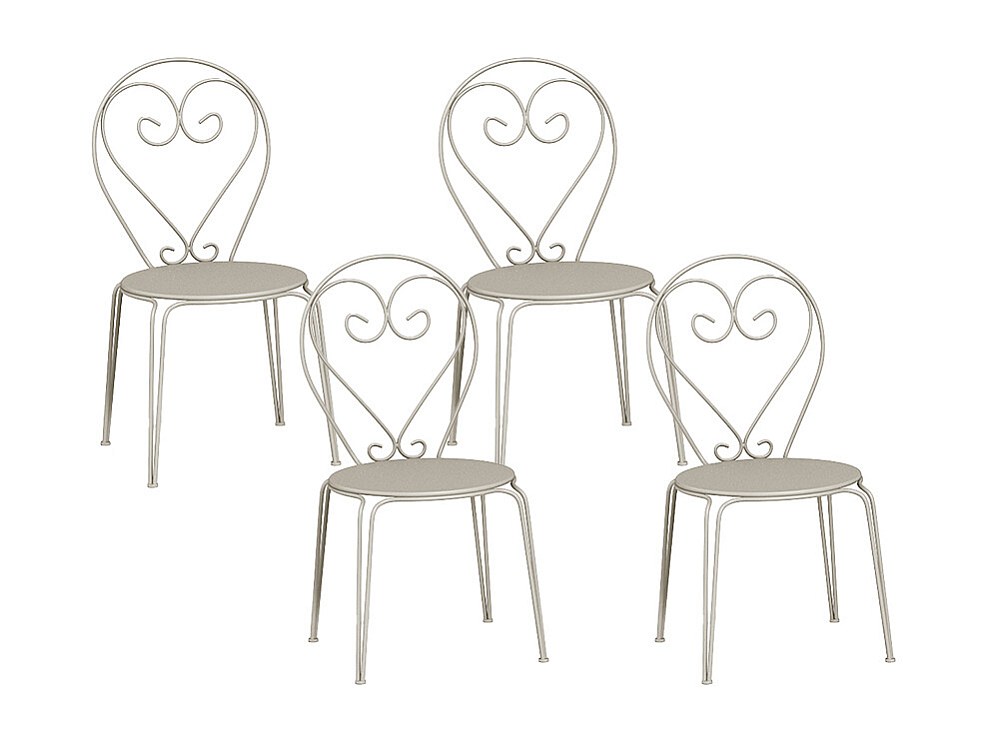 Vente-unique Gartenstuhl 4er-Set - Metall In Eisenoptik - Beige - Guermantes Von Mylia