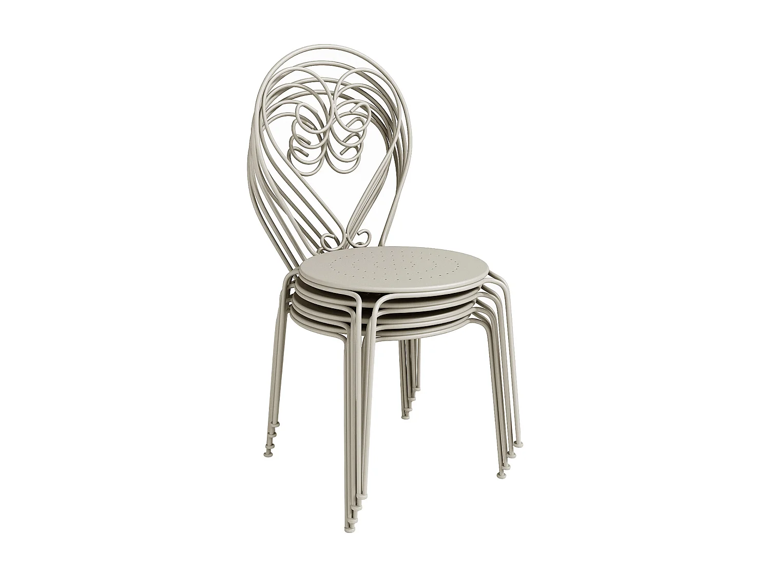 Lot de 4 chaises de jardin empilables en métal façon fer forgé - Beige - GUERMANTES de MYLIA