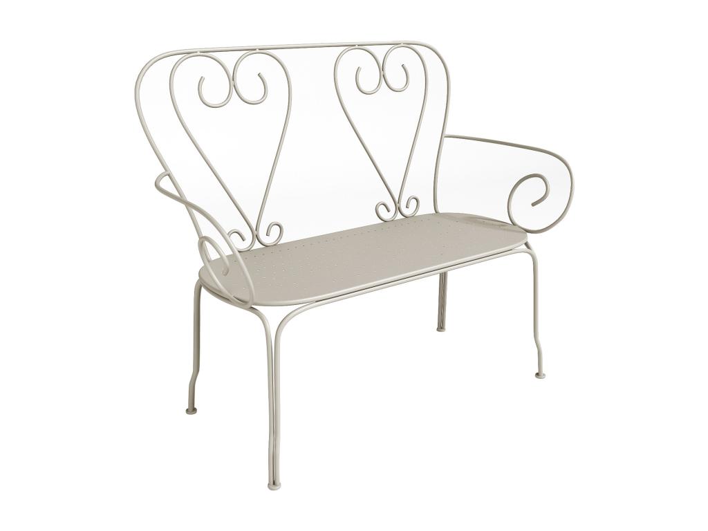Banc de jardin en métal façon fer forgé - Beige - GUERMANTES de MYLIA