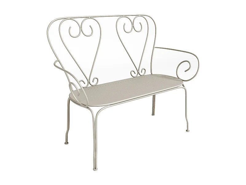Banc de jardin en métal façon fer forgé - Beige - GUERMANTES de MYLIA
