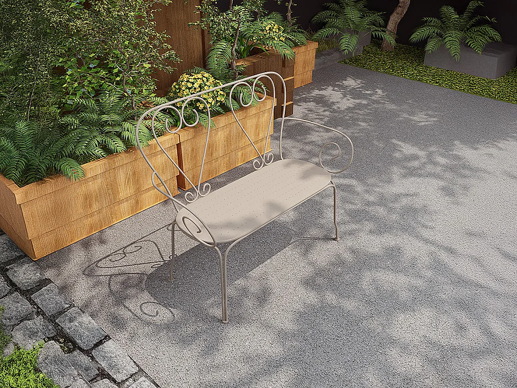 Banc de jardin en métal façon fer forgé - Beige - GUERMANTES de MYLIA