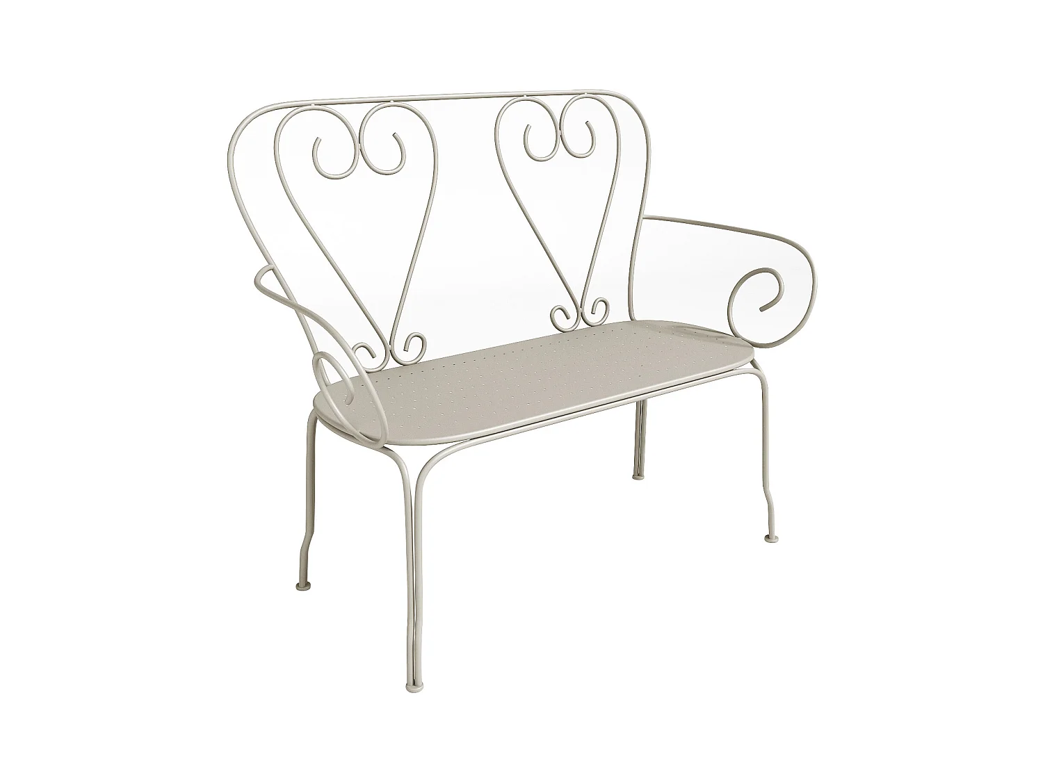 Banc de jardin en métal façon fer forgé - Beige - GUERMANTES de MYLIA