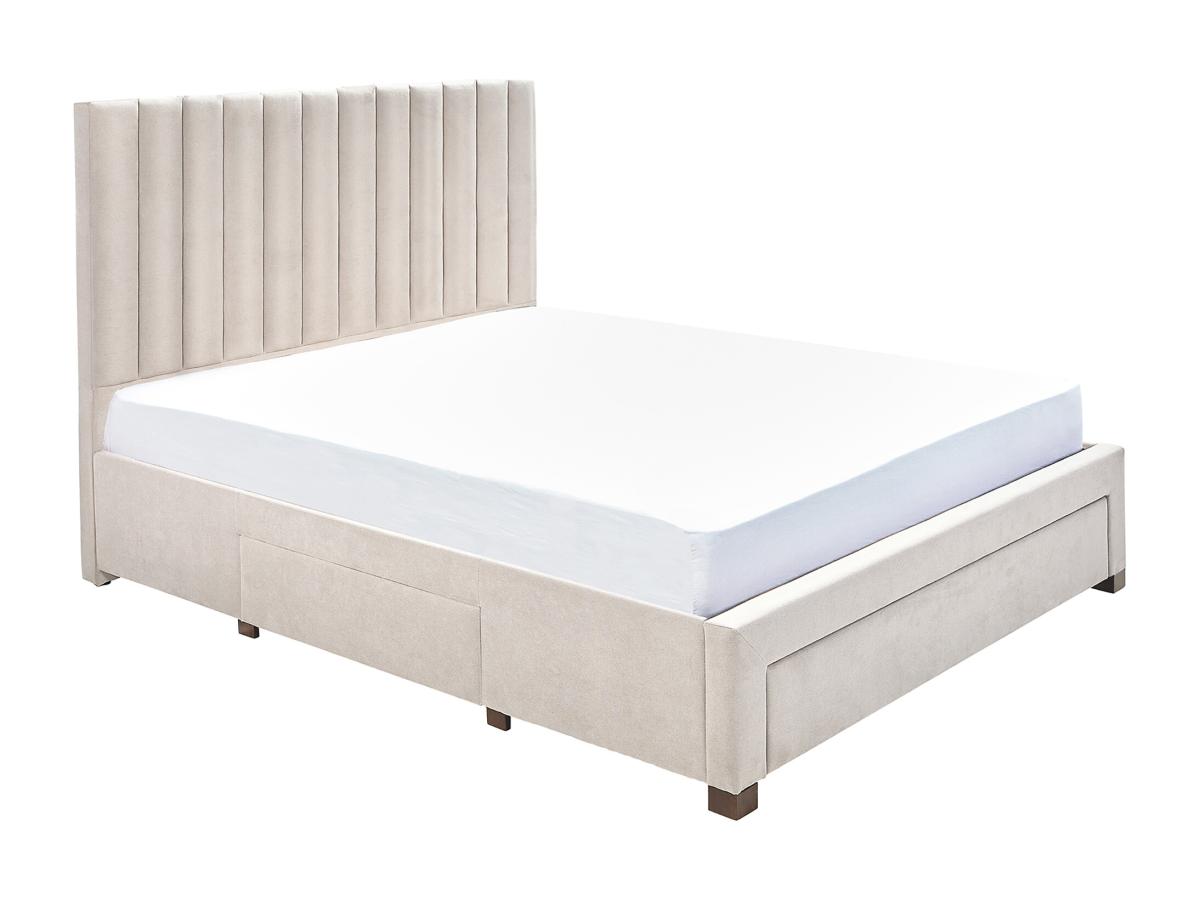Bett mit 3 Schubladen - 140 x 200 cm - Stoff - Beige - LIAKO günstig online kaufen