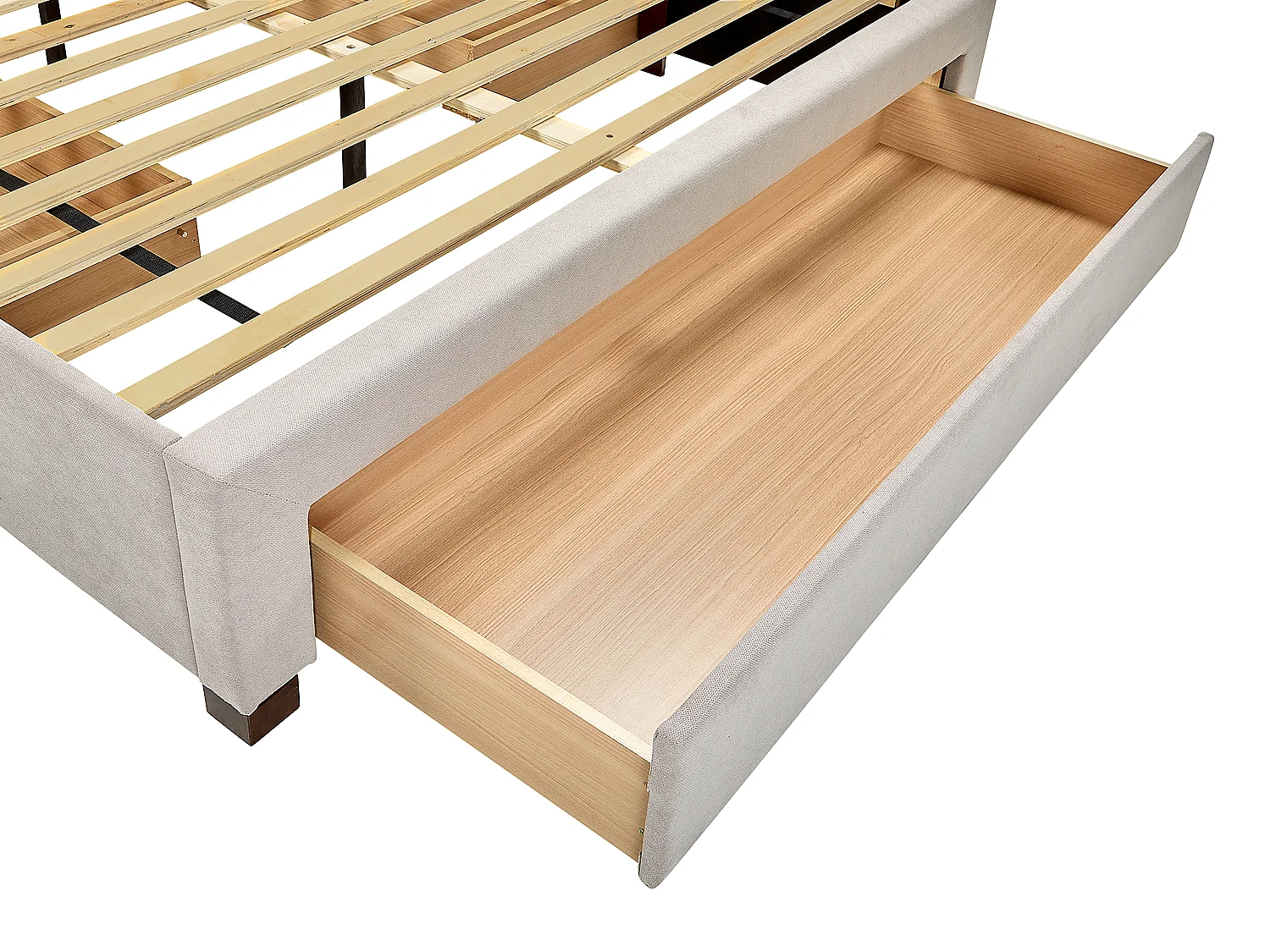 Lit avec 3 tiroirs 160 x 200 cm - Tissu - Beige - LIAKO