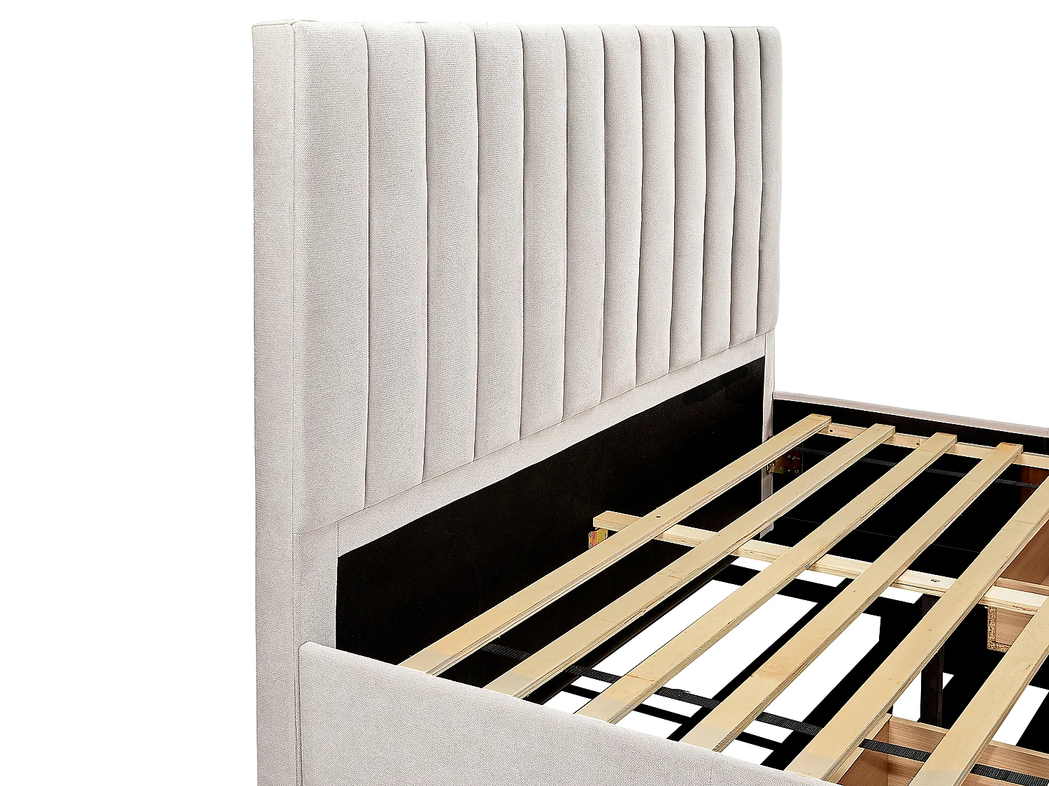 Lit avec 3 tiroirs 160 x 200 cm - Tissu - Beige - LIAKO