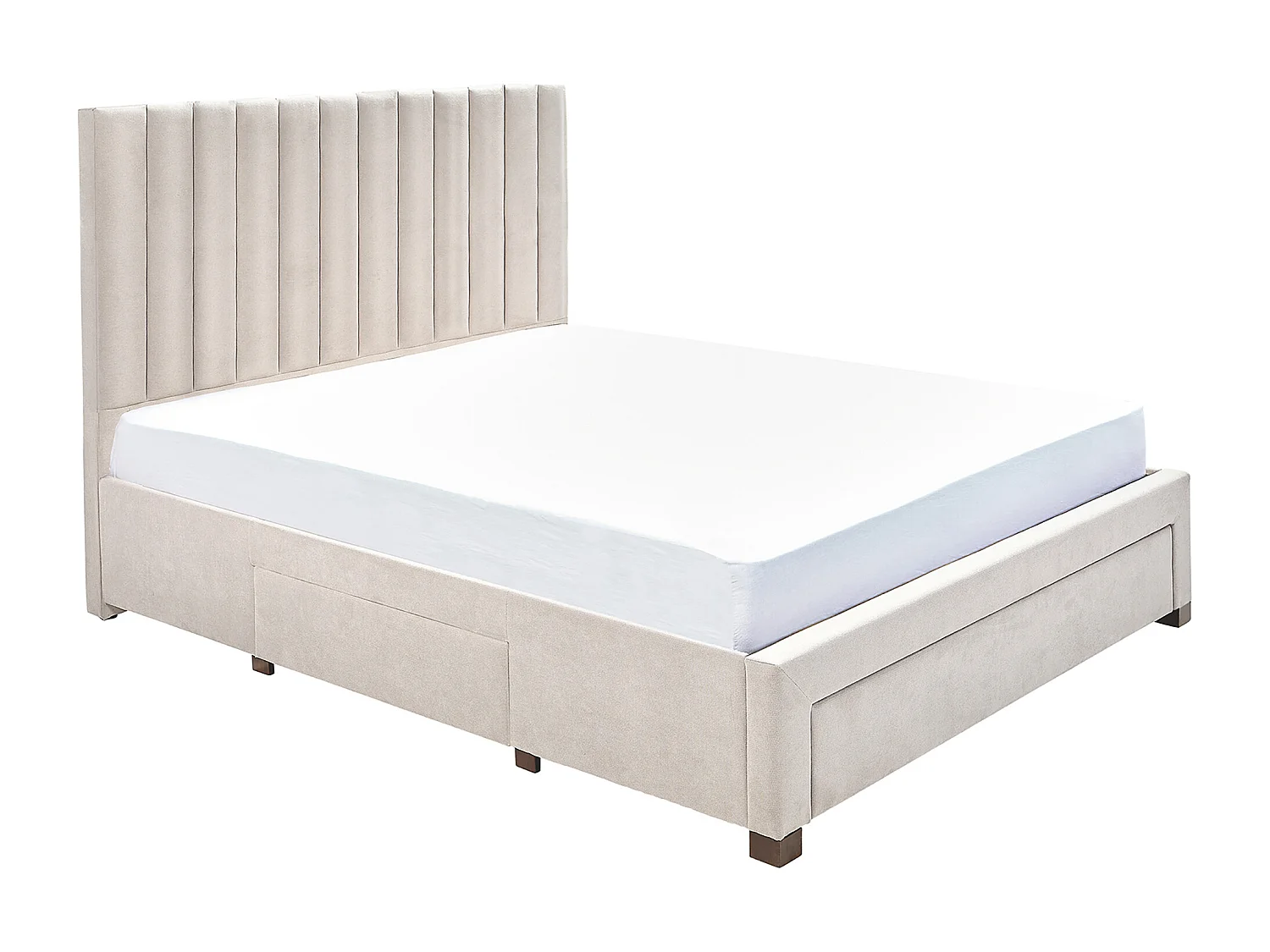Cama com 3 gavetas 160 x 200 cm tecido bege - LIAKO