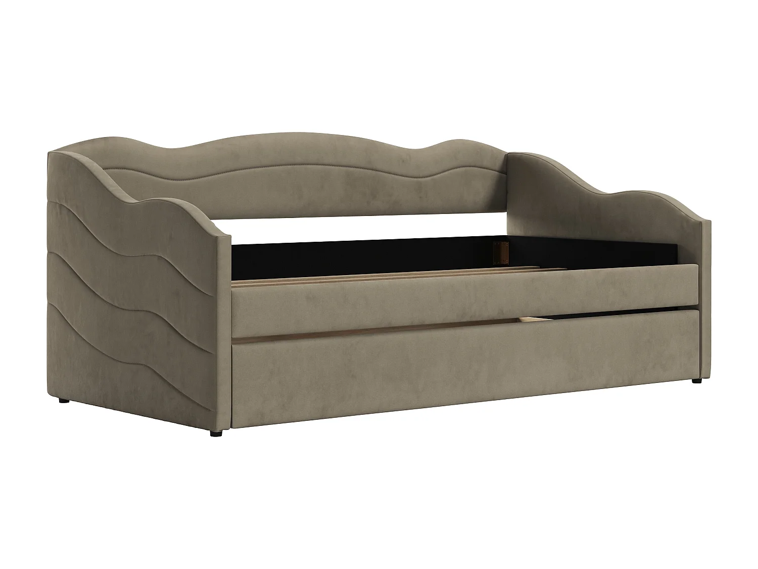 Ausziehbett 2 x 90 x 190 cm - Samt - Beige - LENVIA