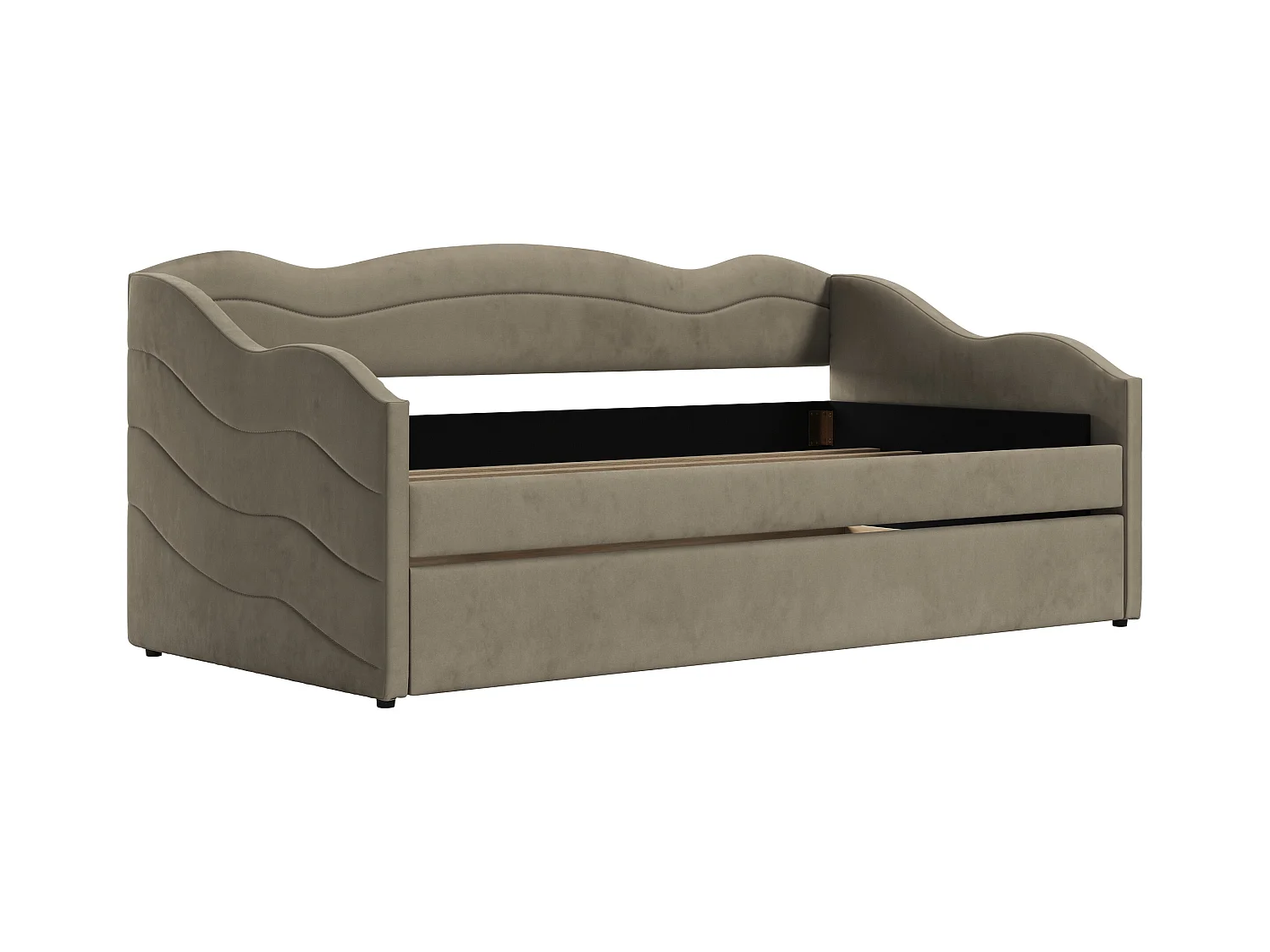 Cama nido 2 x 90 x 190 - Terciopelo - Beige - LENVIA