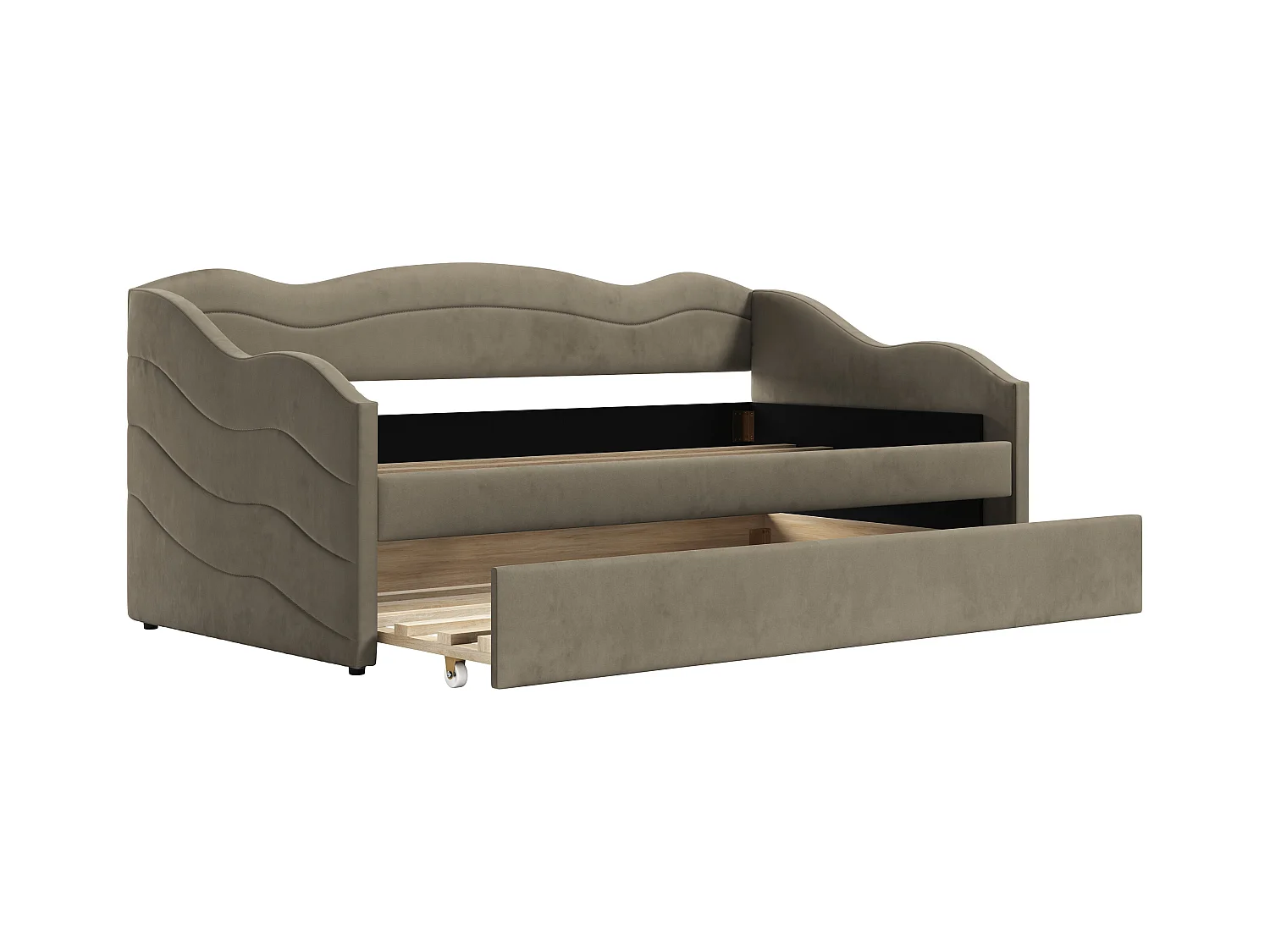 Cama nido 2 x 90 x 190 - Terciopelo - Beige - LENVIA