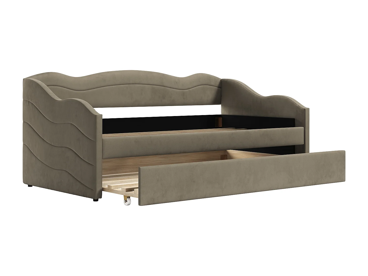 Uitschuifbare slaapbank 2 x 90 x 190 cm - Velours - Beige - LENVIA