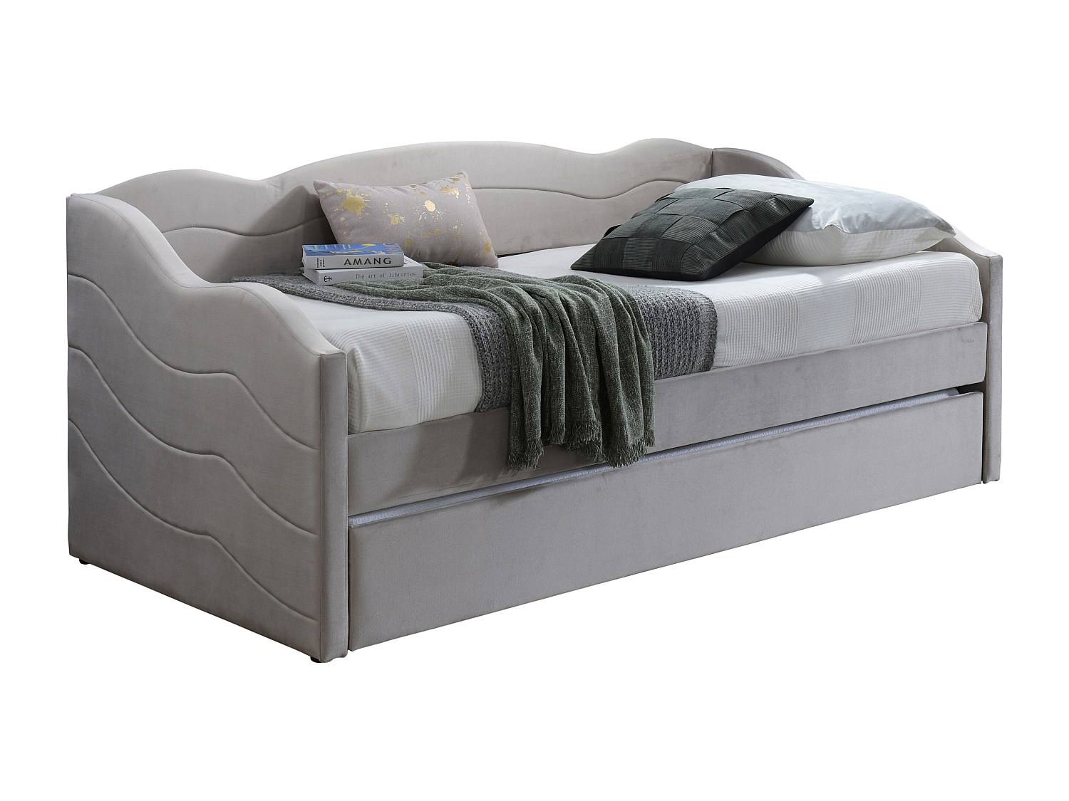 Ausziehbett 2 x 90 x 190 cm - Samt - Beige - LENVIA günstig online kaufen