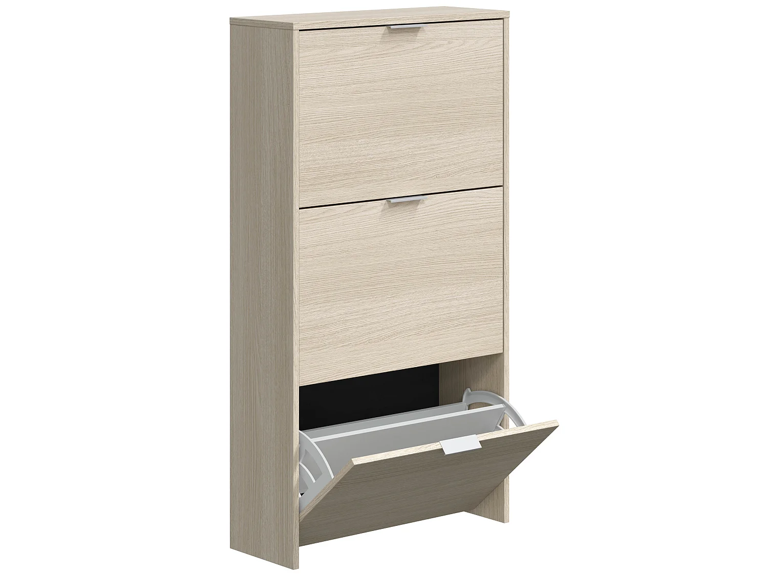 Meuble à Chaussures 3 Portes Rubi, Couleur Chêne, 60 cm Largeur