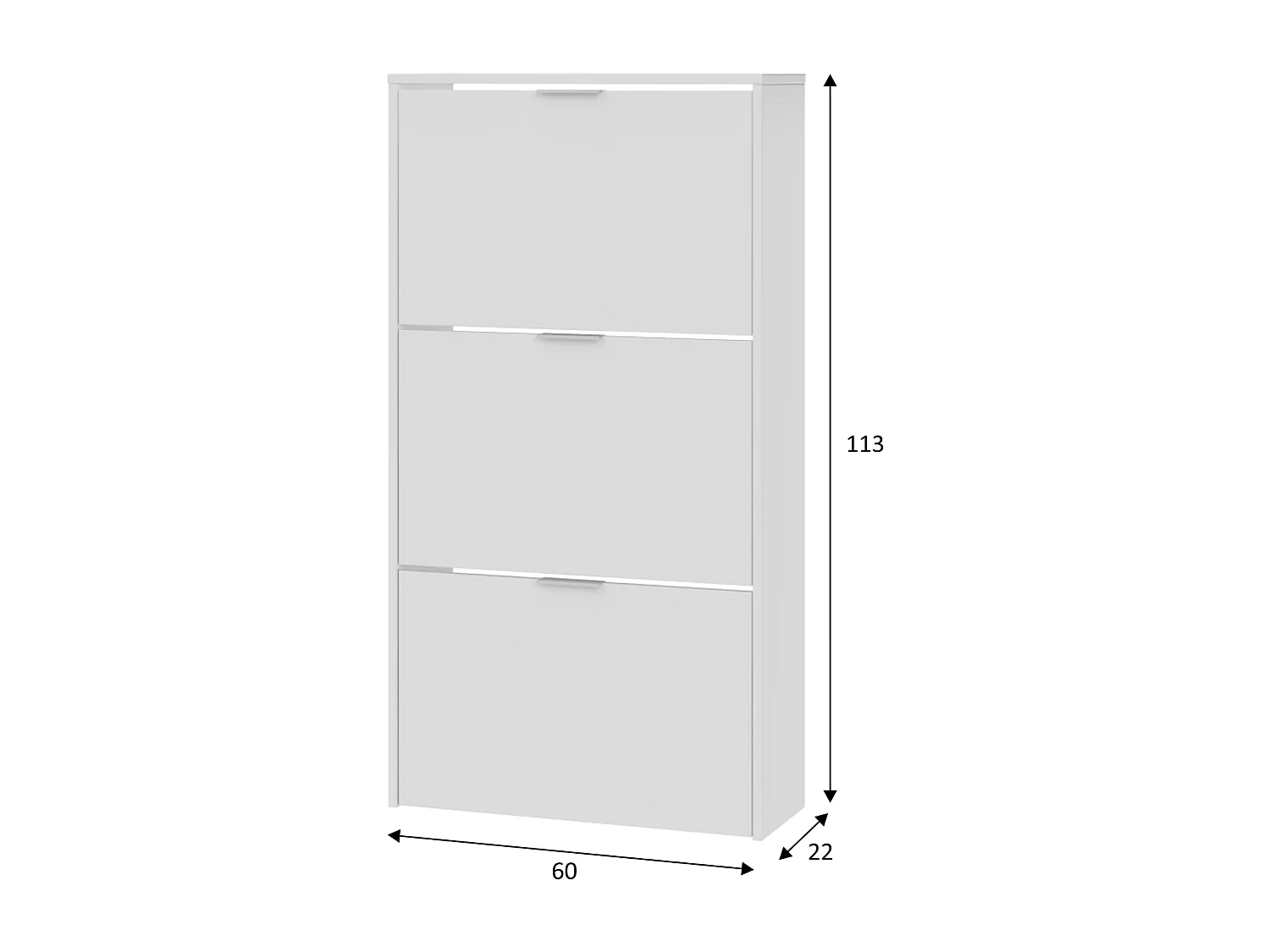 Scarpiera Rubi 3 ante colore bianco lucido, 60 cm larghezza 113 cm altezza