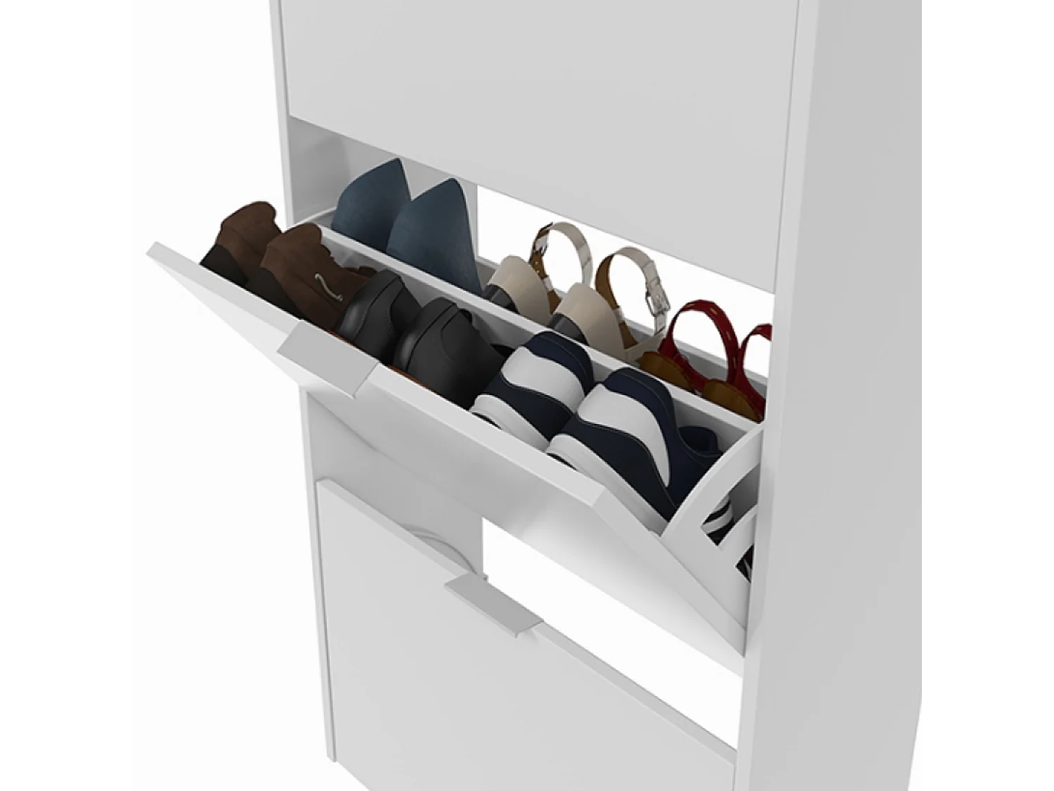 Scarpiera Rubi 3 ante colore bianco lucido, 60 cm larghezza 113 cm altezza