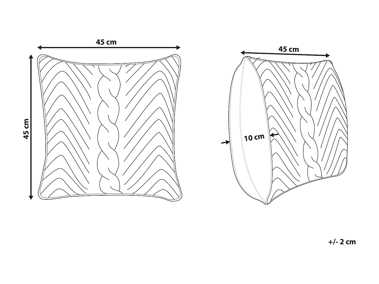 Poduszka dekoracyjna KONNI Bawełna 45 x 45 cm Szary Wzór zygzak