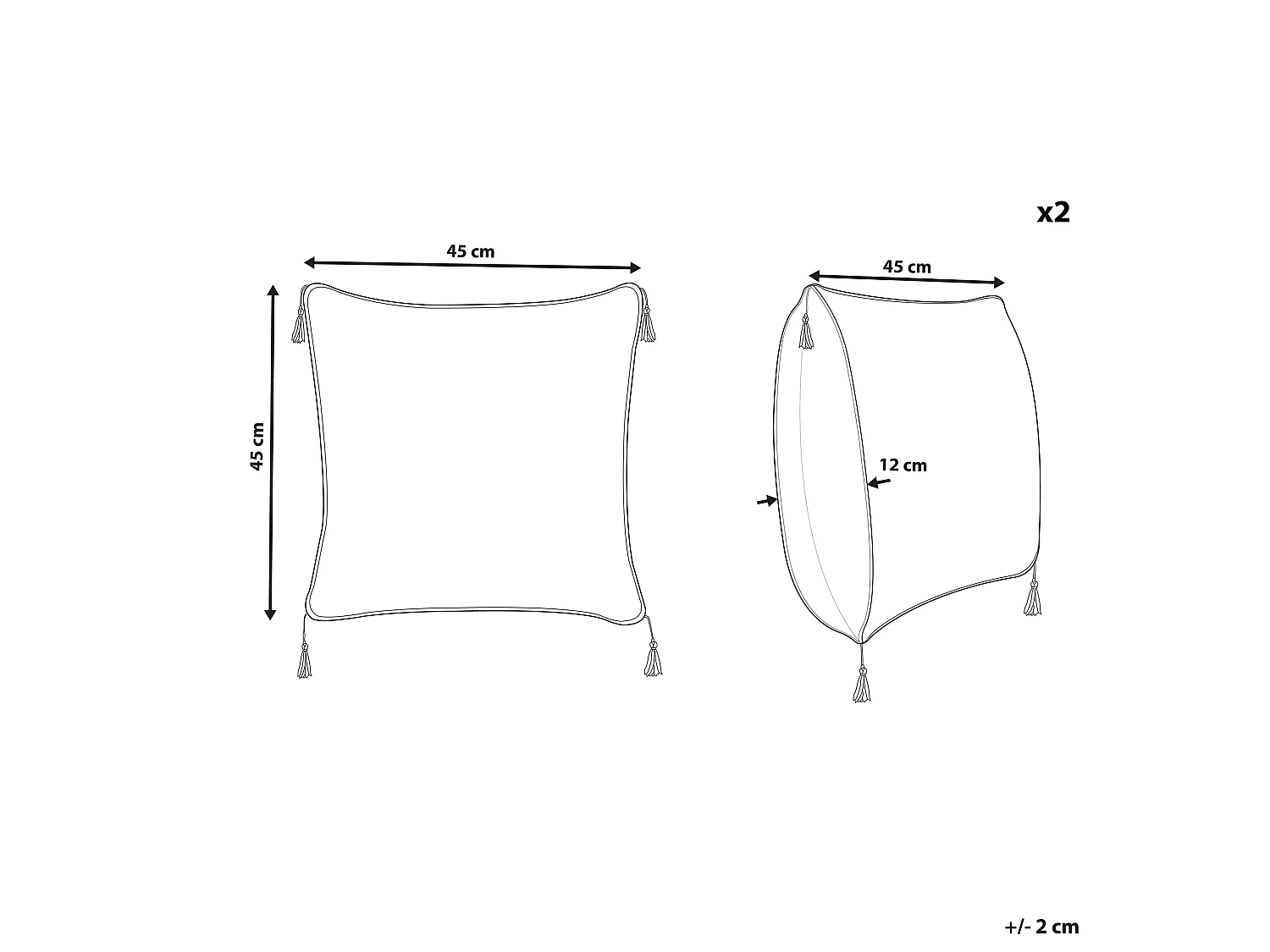 Zestaw 2 poduszek dekoracyjnych AZALEA 45 x 45 cm Jasnobeżowy Jednolity