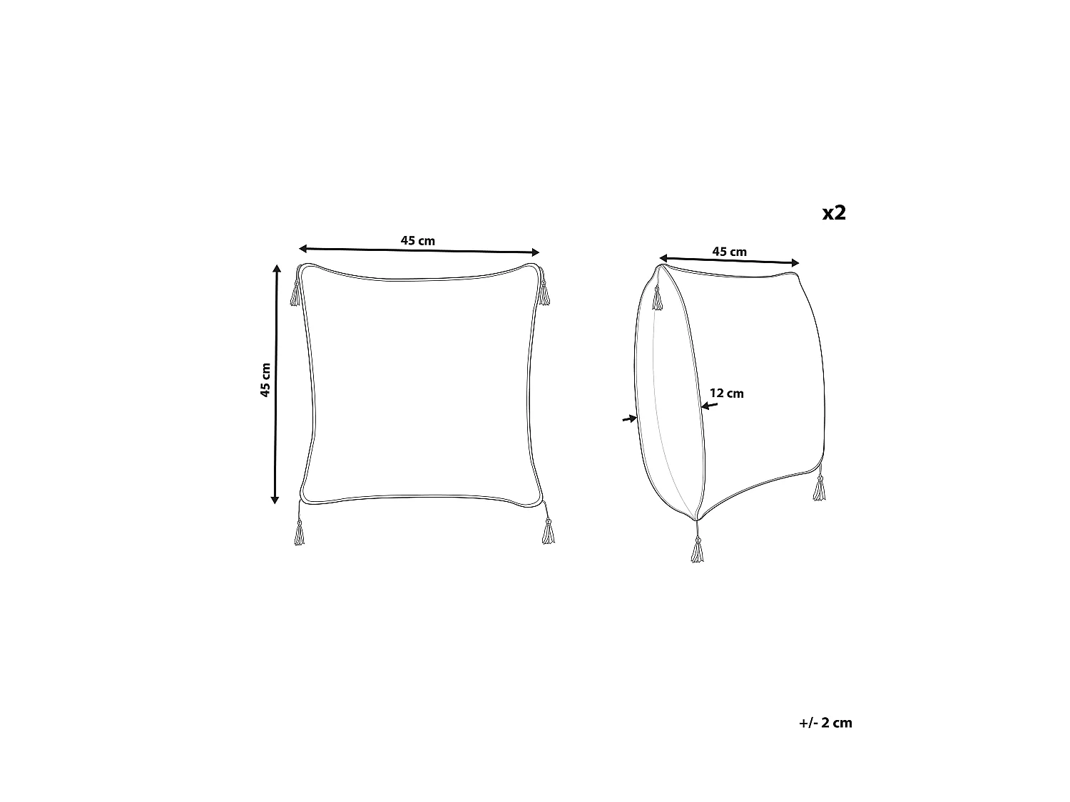 Set di 2 cuscini AZALEA 45 x 45 cm Beige chiaro Tinta unita
