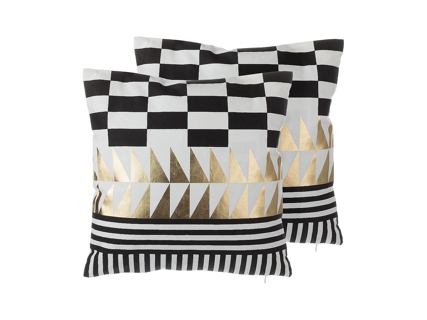 Lot de 2 coussins décoratifs DALIA Coton 45 x 45 cm Noir Motif géométrique