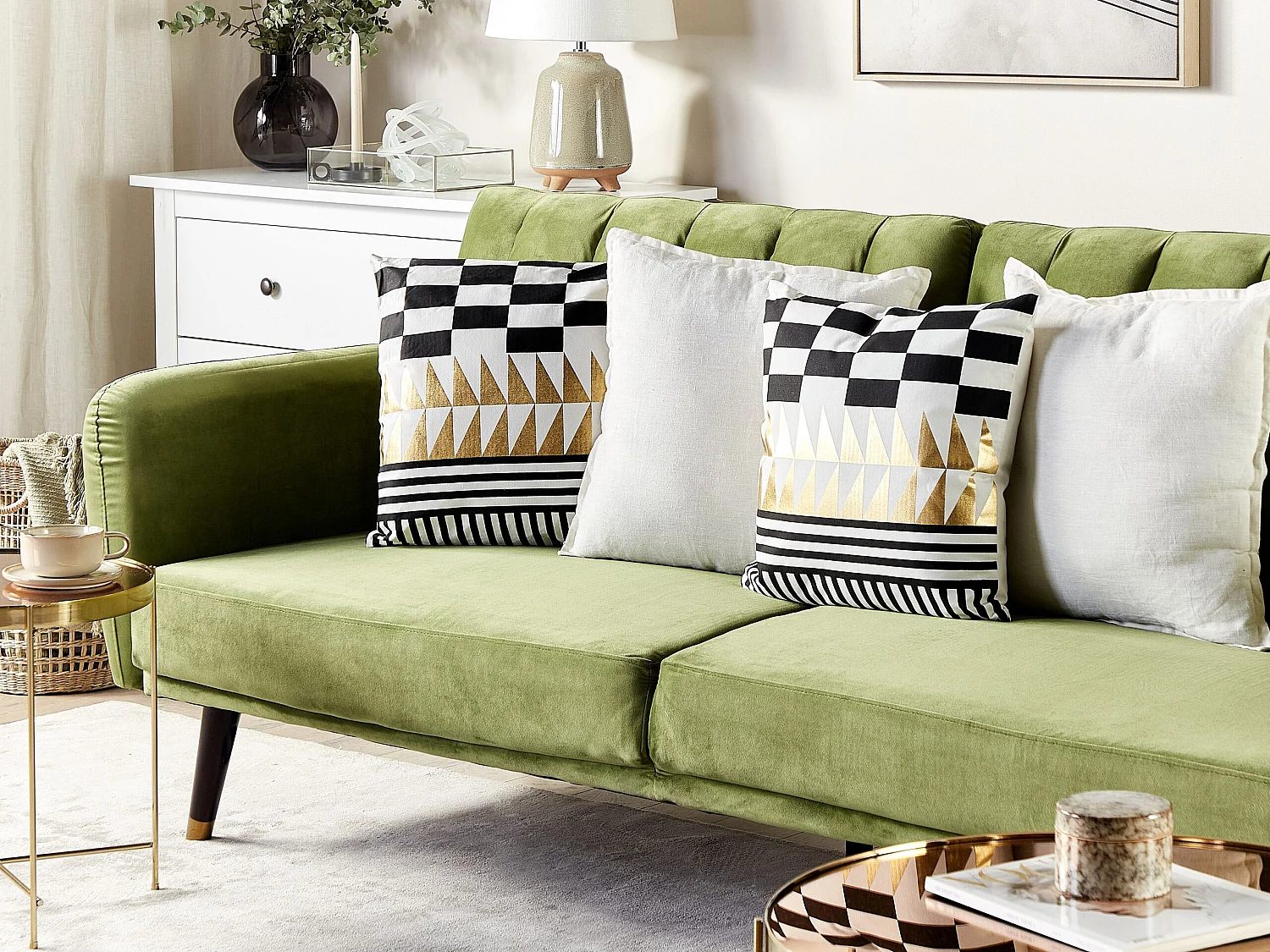 Set van 2 decoratieve kussens DALIA Katoen 45 x 45 cm Zwart Geometrisch patroon