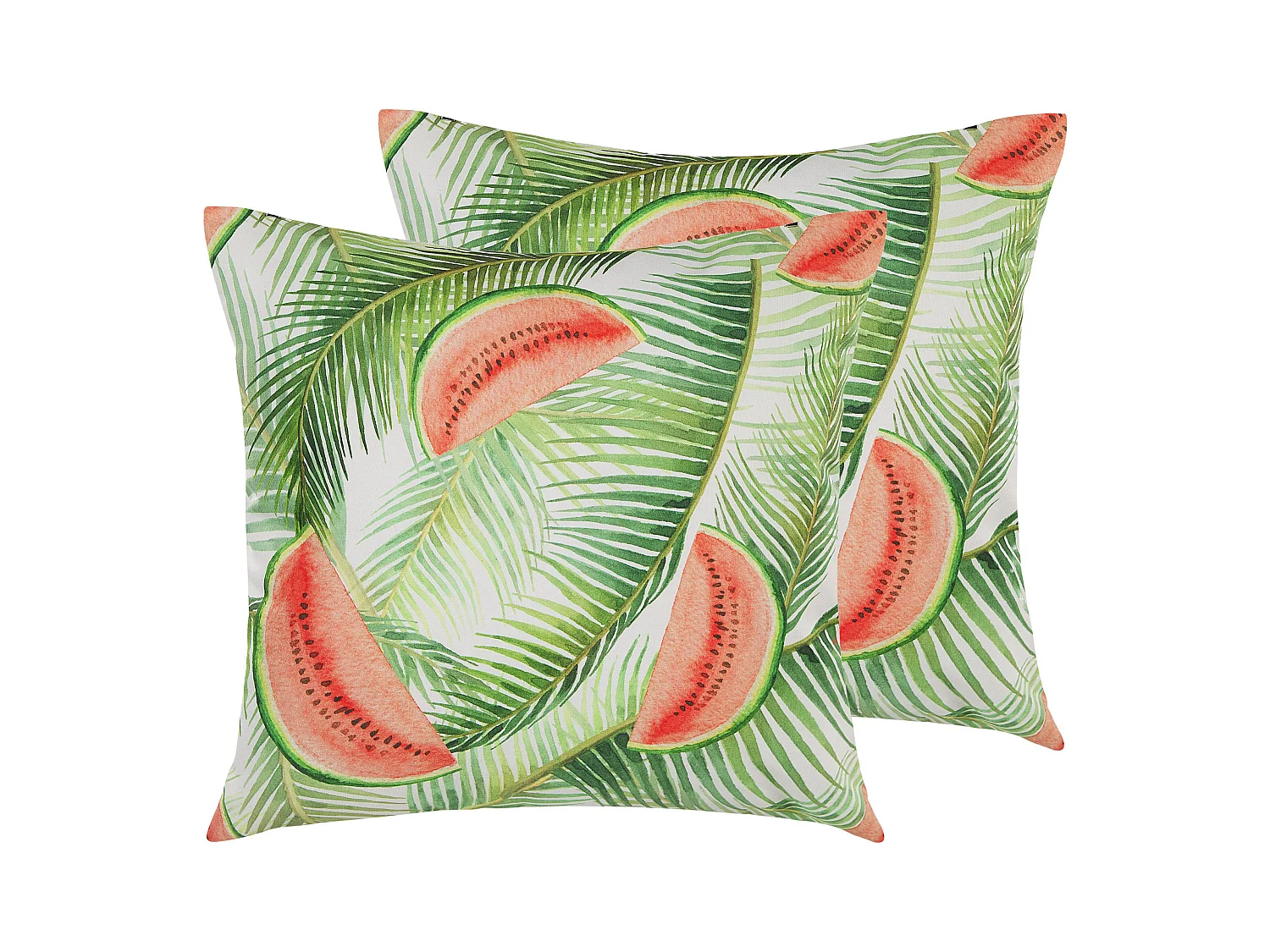 Lot de 2 coussins d'extérieur LOVOLETO Motif de plante 45 x 45 cm Vert clair