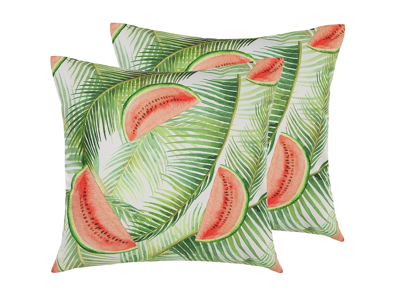 Lot de 2 coussins d\'extérieur LOVOLETO Motif de plante 45 x 45 cm Vert clair