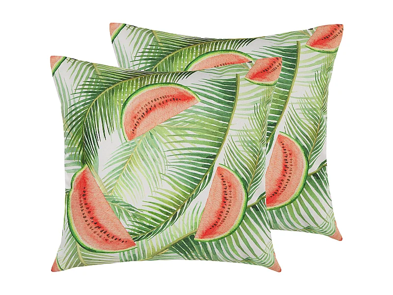 Set di 2 cuscini da esterno LOVOLETO Trama di piante 45 x 45 cm Verde chiaro