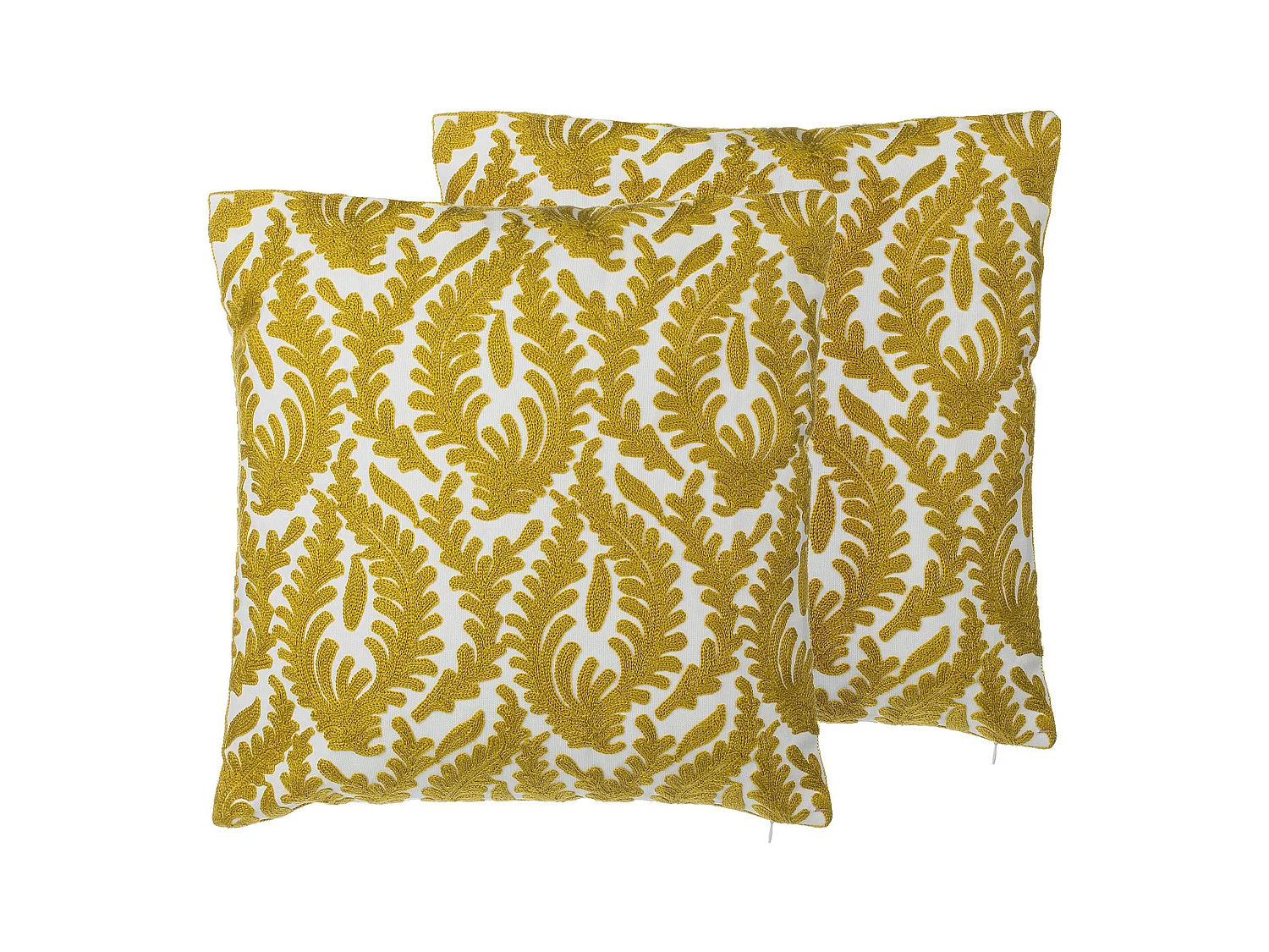 Dekokissen 2er Set 45 x 45 cm Baumwolle mit Ornamenten weiß/gelb Primula