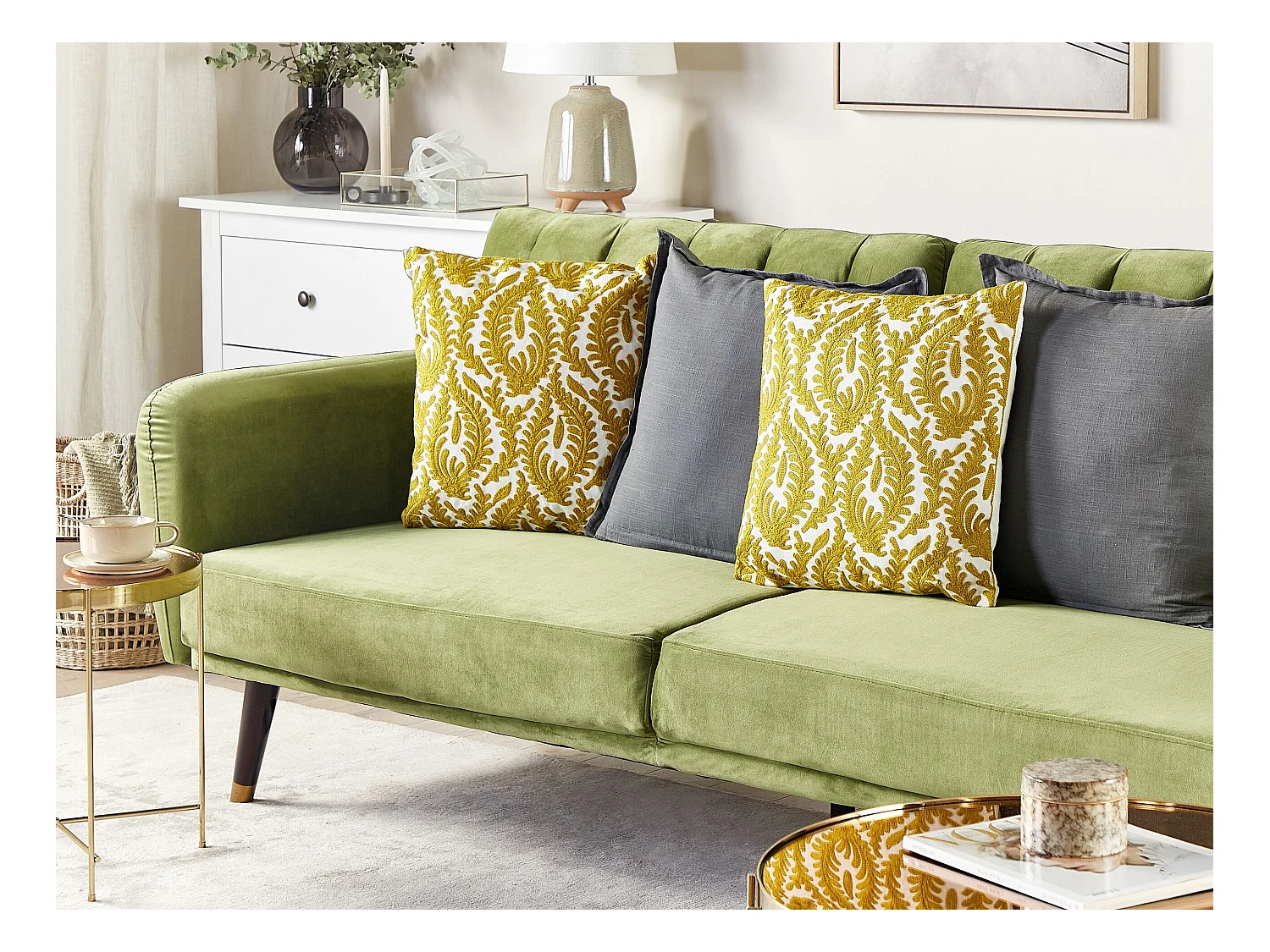 Lot de 2 coussins décoratifs PRIMULA Coton 45 x 45 cm Moutarde Ikat