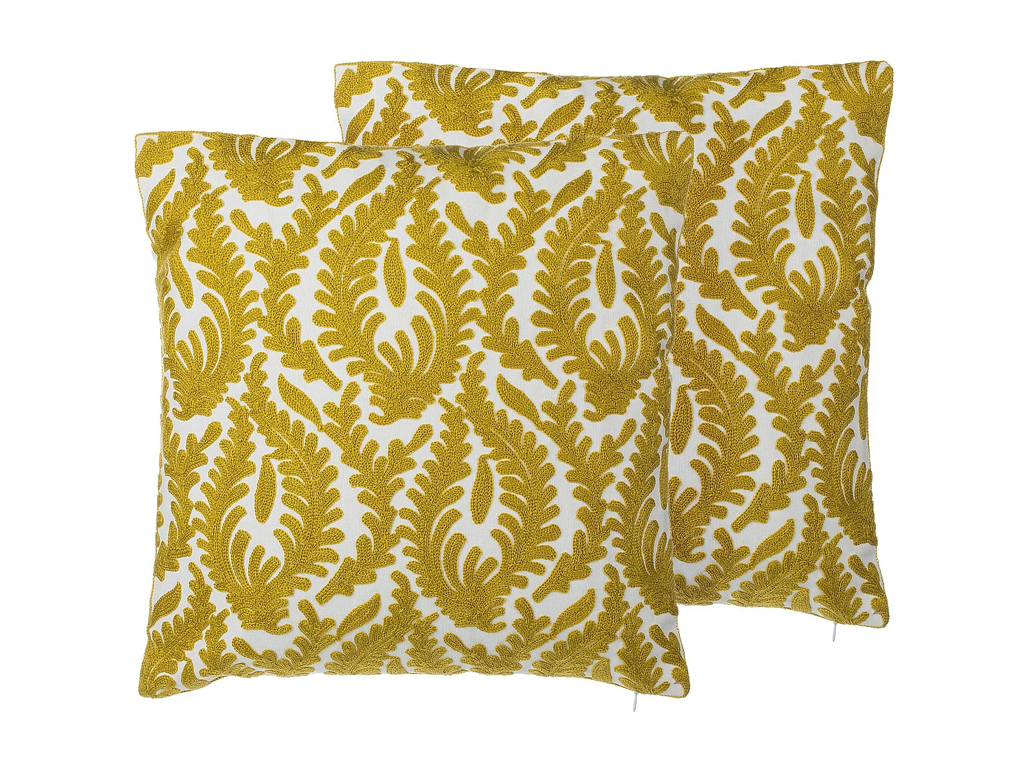 Conjunto de 2 cojines decorativos PRIMULA Algodón 45 x 45 cm Mostaza Ikat