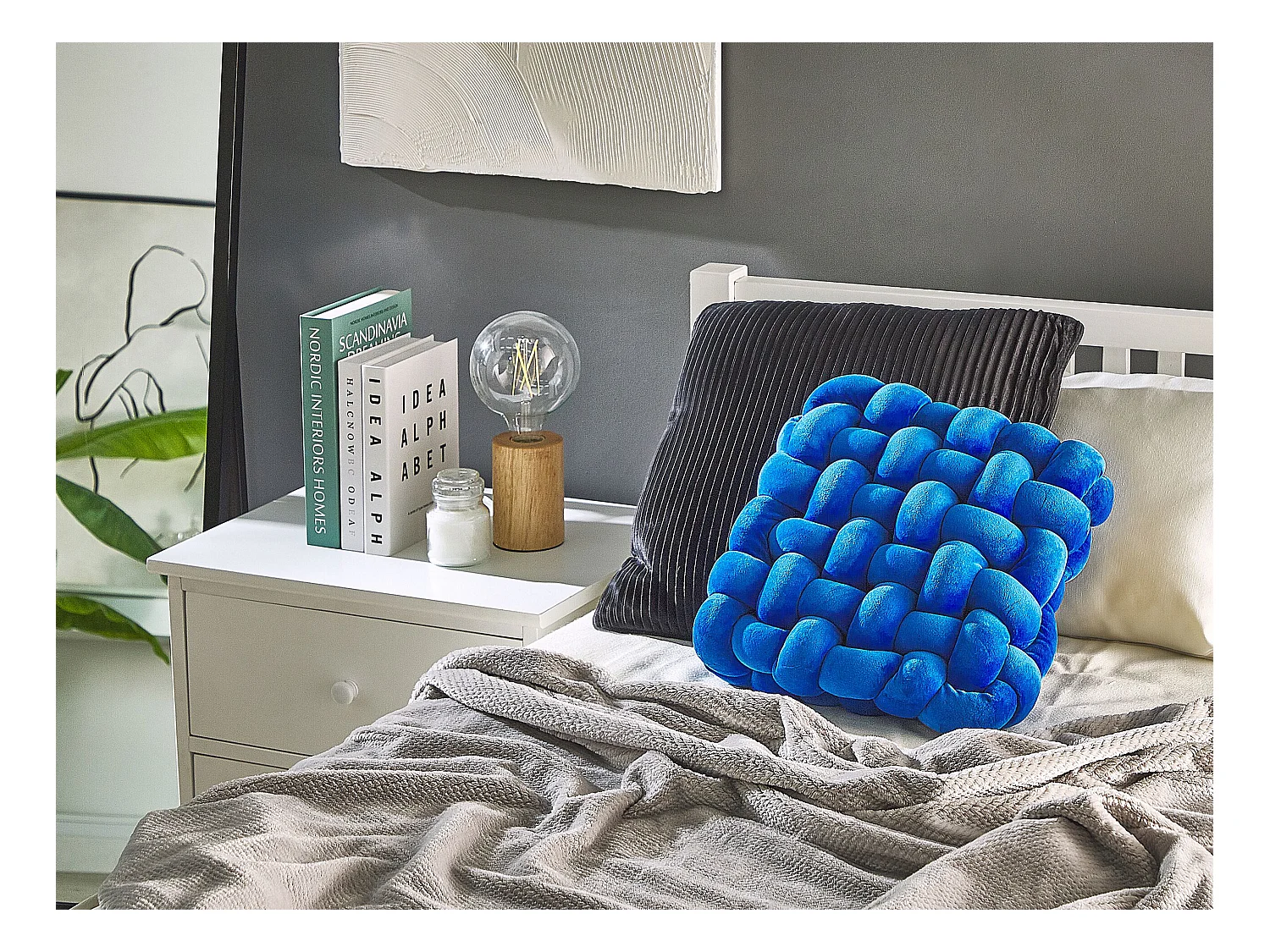 Dekokissen Knoten Flechtmuster blau 30 x 30 cm SIRALI