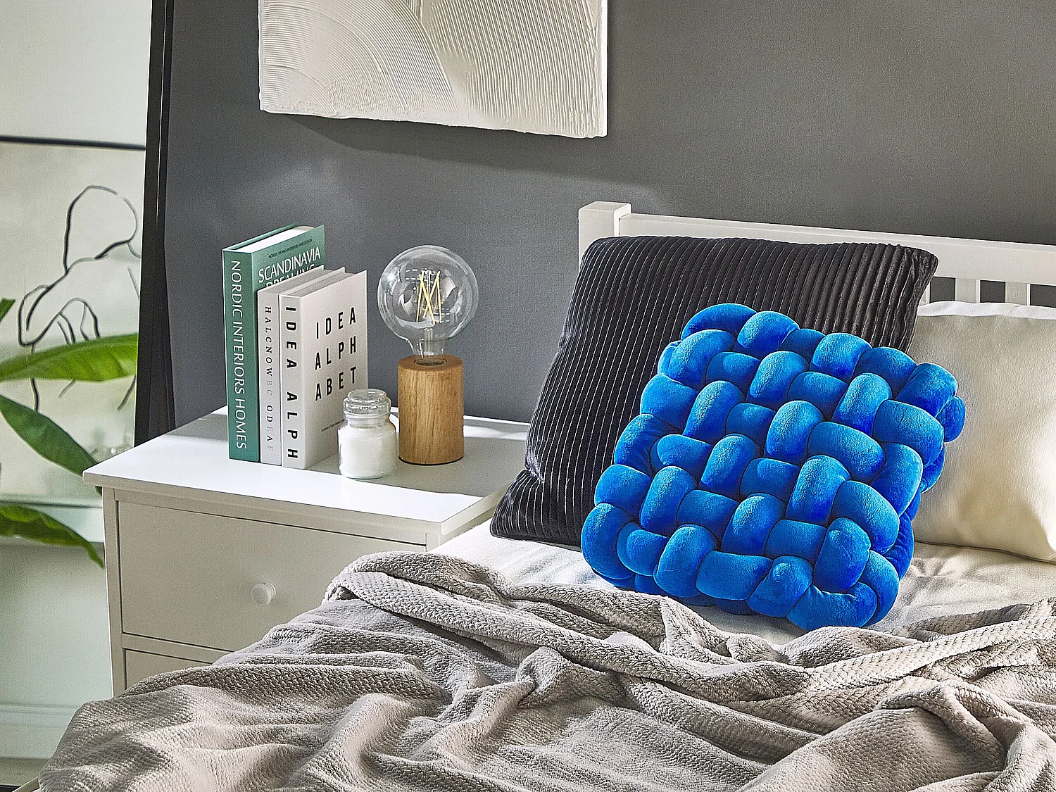 Dekokissen Knoten Flechtmuster blau 30 x 30 cm SIRALI