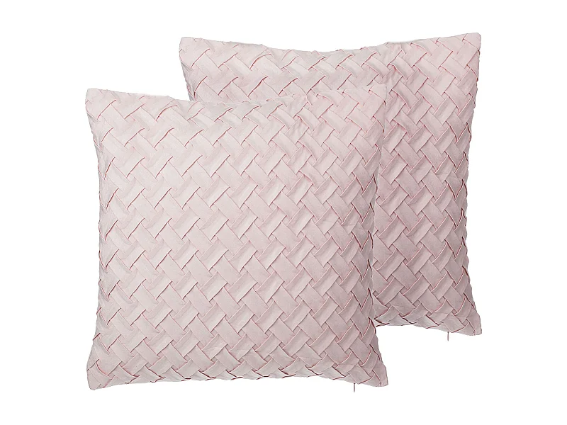 Dekokissen Flechtstruktur rosa 45 x 45 cm im 2er Set Tithonia