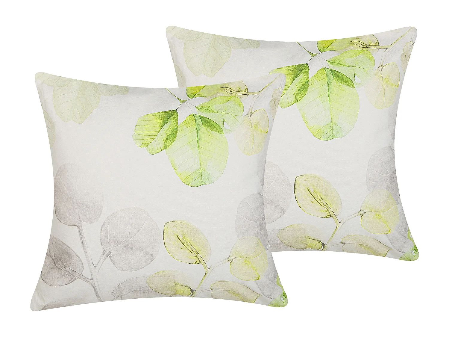 Lot de 2 coussins décoratifs PEPEROMIA Coton 45 x 45 cm Blanc Motif de plante