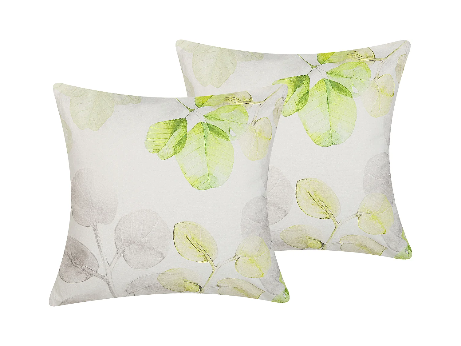 Lot de 2 coussins décoratifs PEPEROMIA Coton 45 x 45 cm Blanc Motif de plante