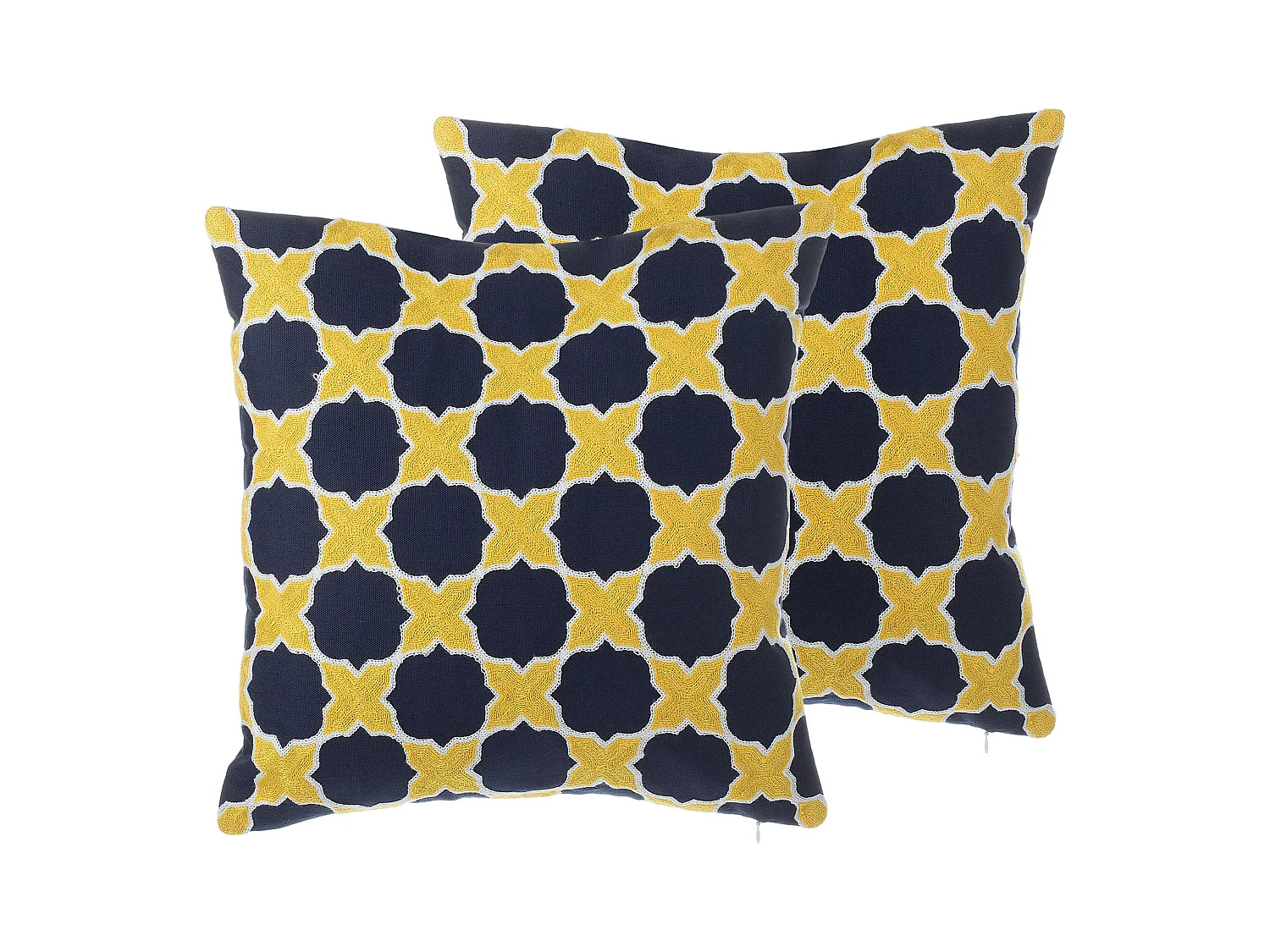 Lot de 2 coussins décoratifs MUSCARI Coton 45 x 45 cm Jaune Bleu Ikat