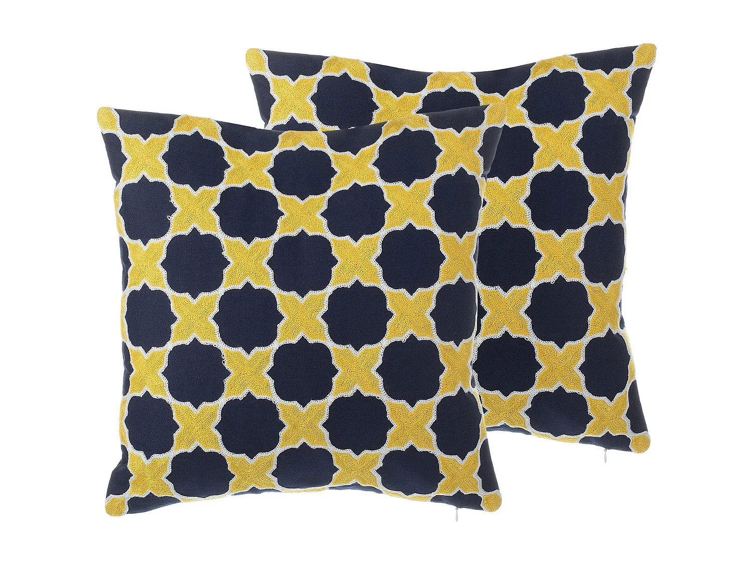 Lot de 2 coussins décoratifs MUSCARI Coton 45 x 45 cm Jaune Bleu Ikat