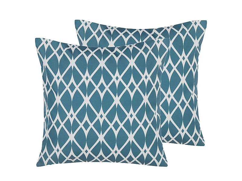 Set di 2 cuscini da esterno ANAGNI Trama geometrica 45 x 45 cm Blu